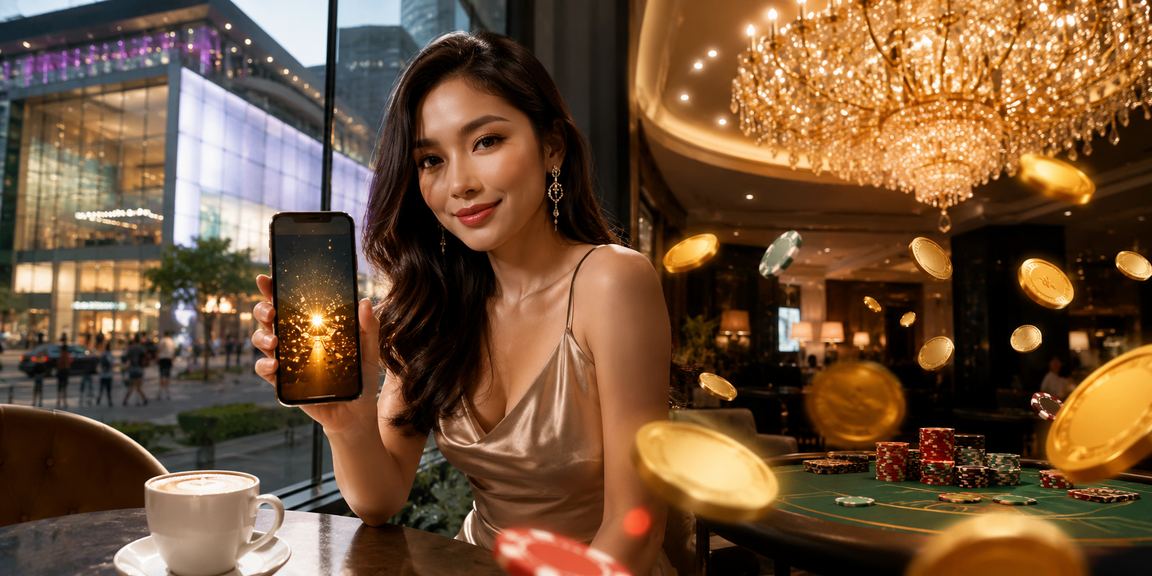 Pemain menggunakan mudah alih untuk bermain blackjack kasino di Kuala Lumpur